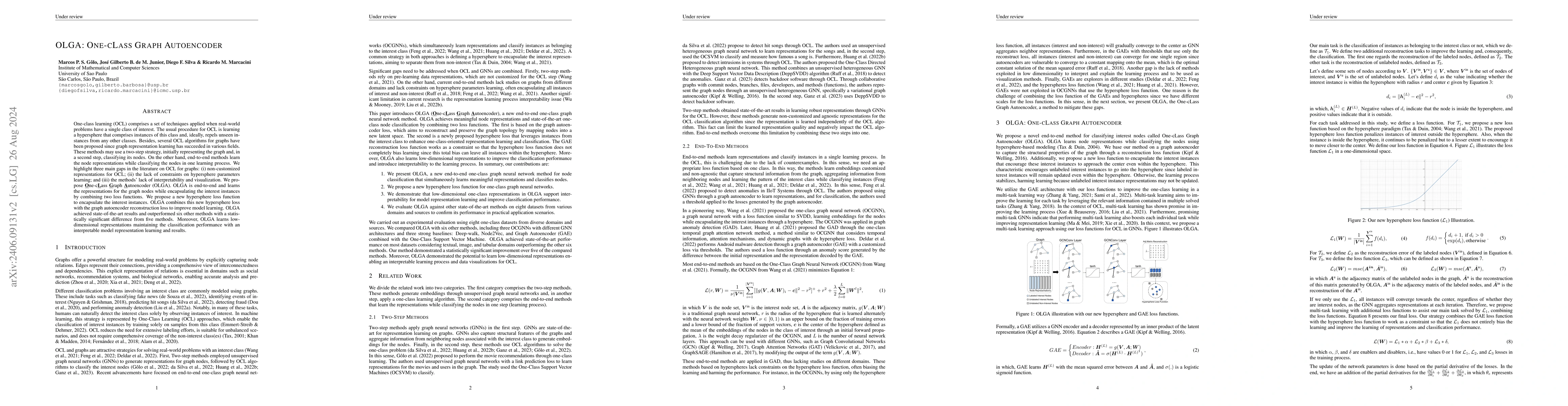 Thumbnail for OLGA: One-cLass Graph Autoencoder
