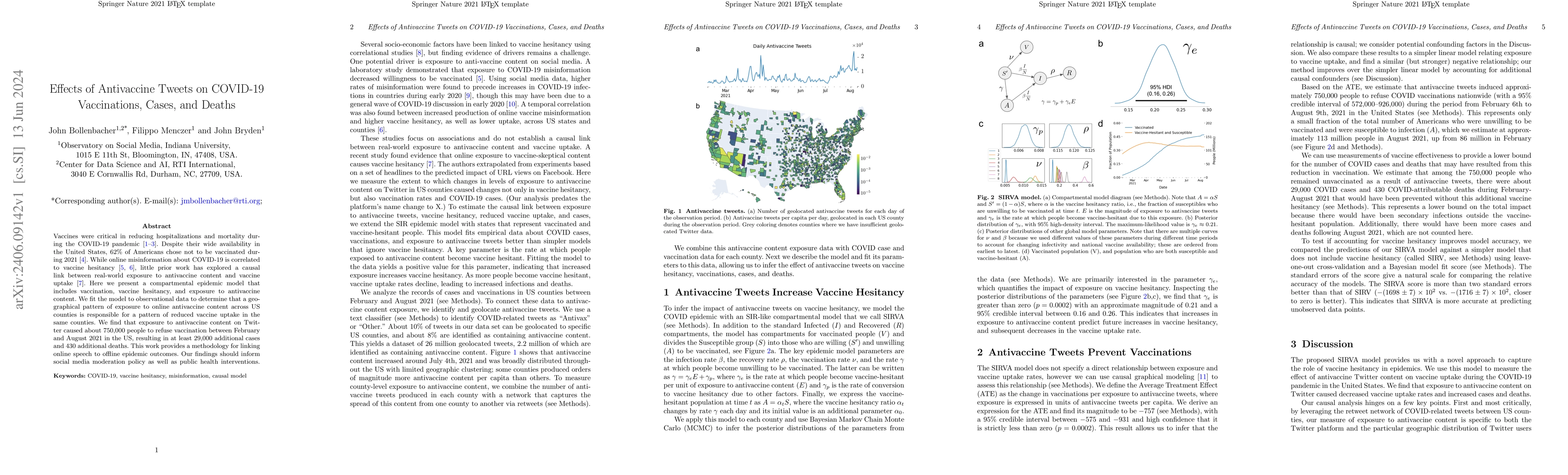 Thumbnail for Effects of Antivaccine Tweets on COVID-19 Vaccinations, Cases, and
  Deaths