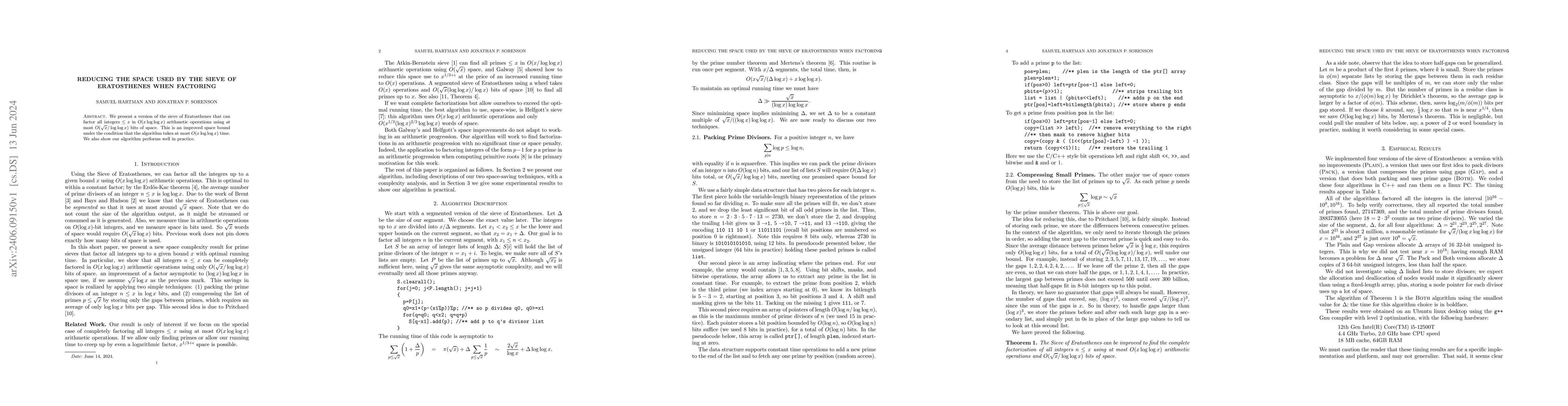 Thumbnail for Reducing the Space Used by the Sieve of Eratosthenes When Factoring