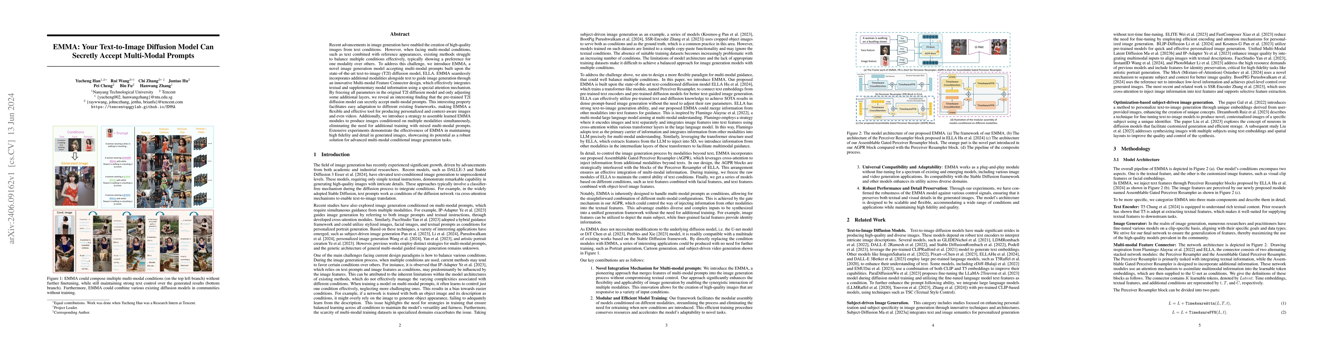Thumbnail for EMMA: Your Text-to-Image Diffusion Model Can Secretly Accept Multi-Modal
  Prompts
