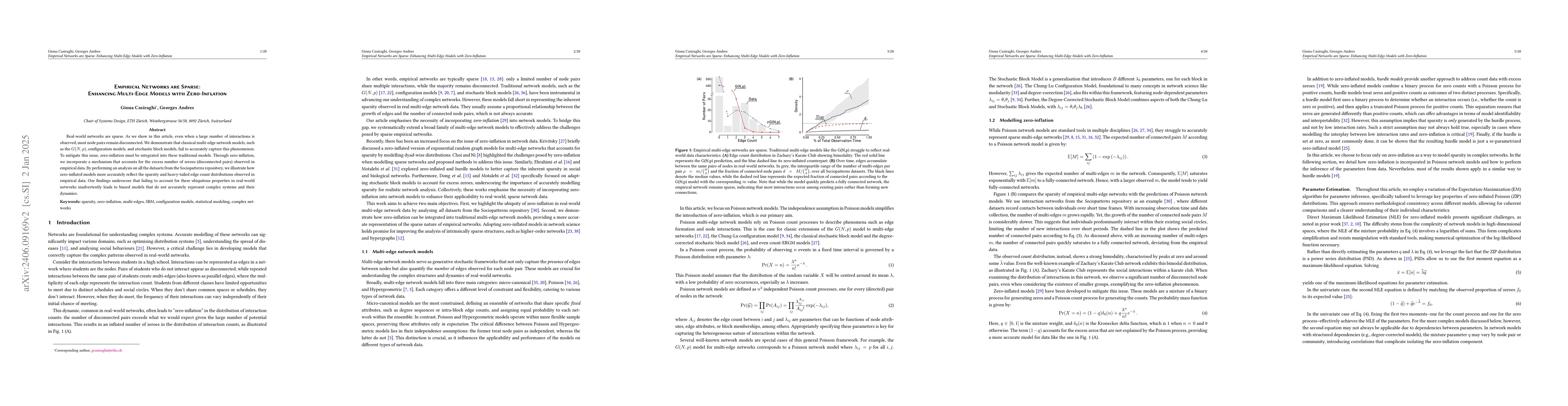 Thumbnail for Empirical Networks are Sparse: Enhancing Multi-Edge Models with
  Zero-Inflation
