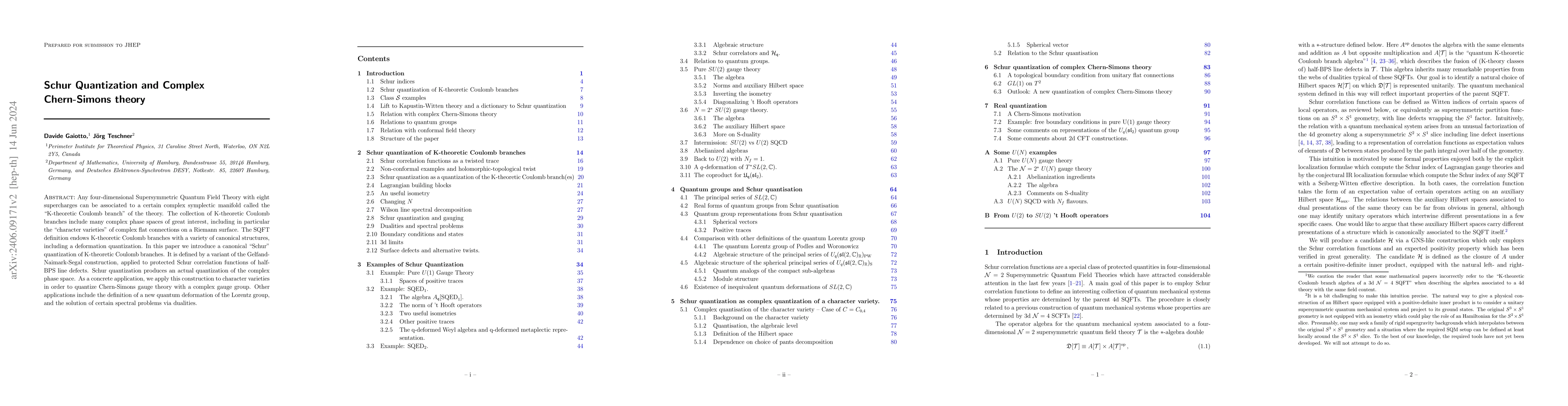 Thumbnail for Schur Quantization and Complex Chern-Simons theory