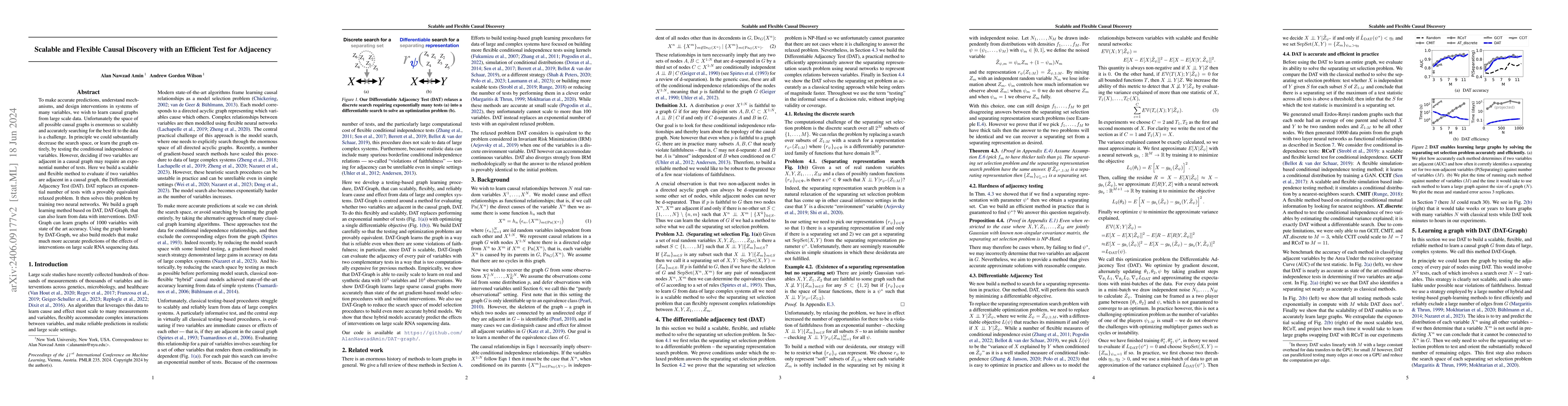Thumbnail for Scalable and Flexible Causal Discovery with an Efficient Test for
  Adjacency