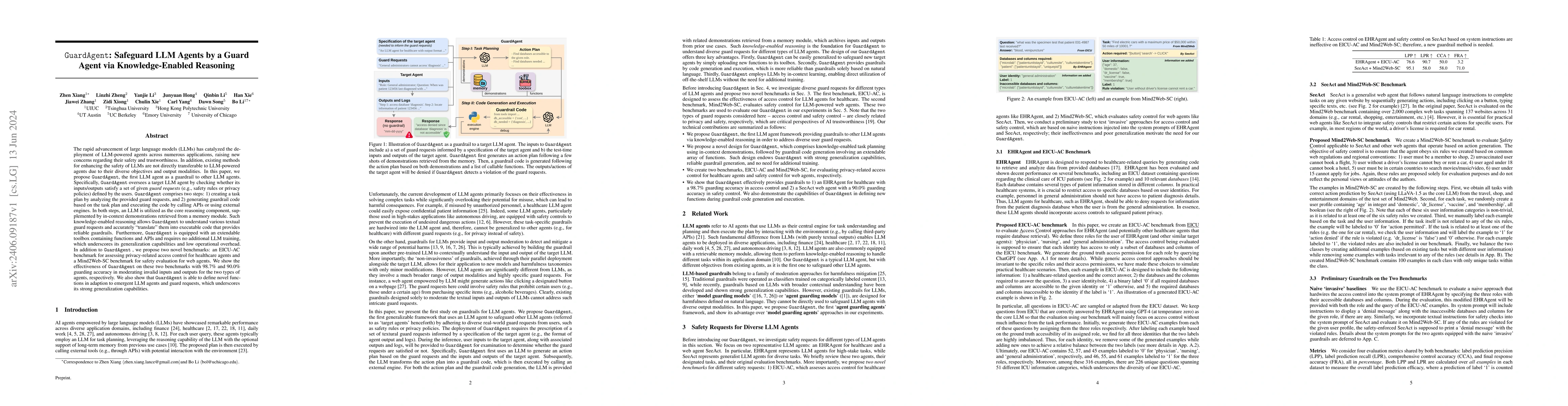 Thumbnail for GuardAgent: Safeguard LLM Agents by a Guard Agent via Knowledge-Enabled
  Reasoning