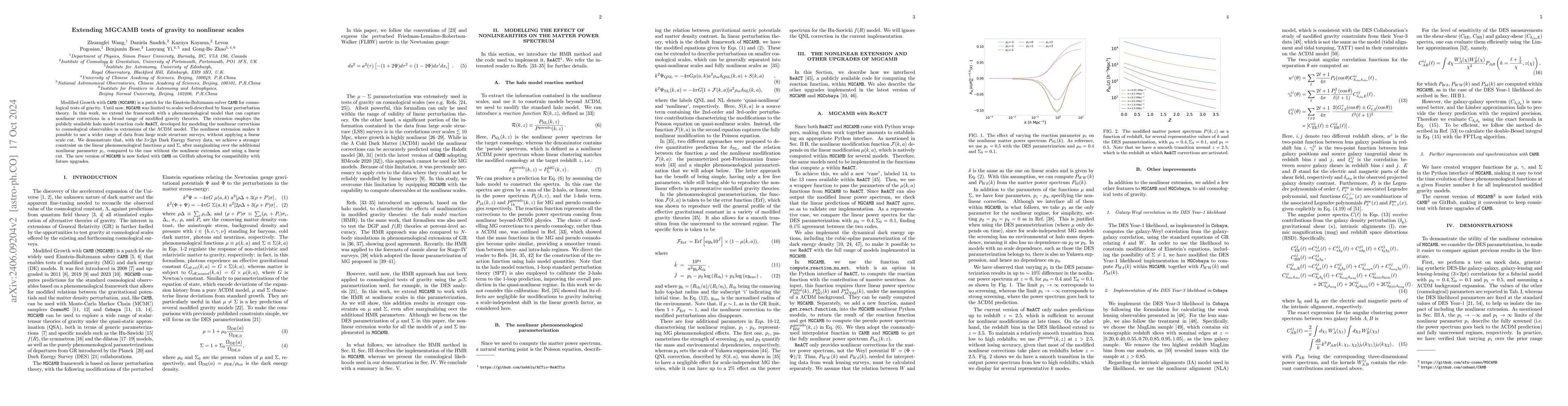 Thumbnail for Extending MGCAMB tests of gravity to nonlinear scales