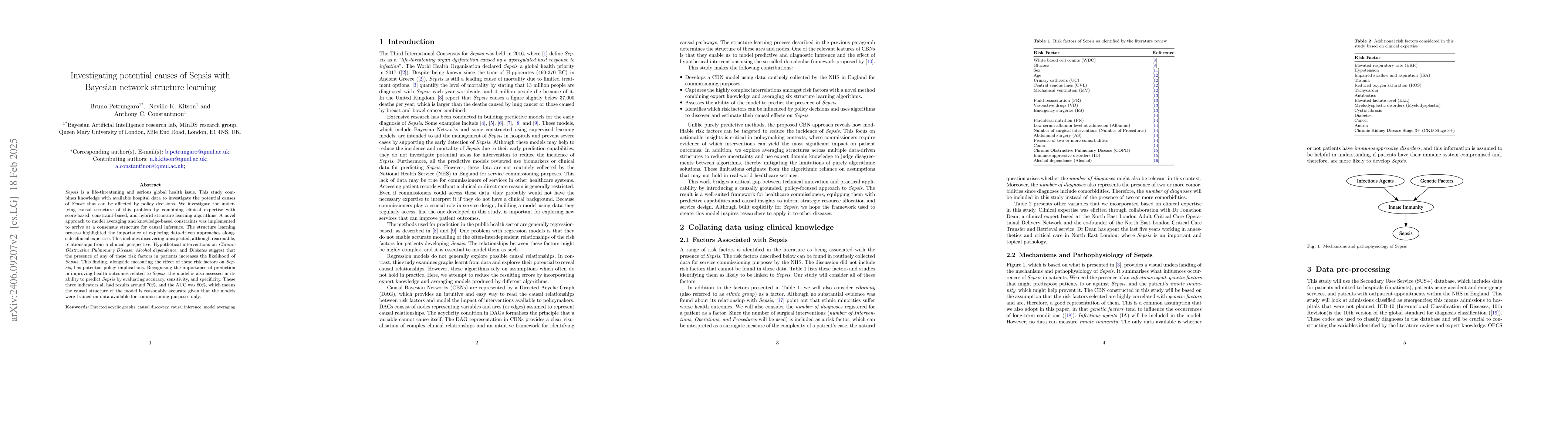 Thumbnail for Investigating potential causes of Sepsis with Bayesian network structure
  learning