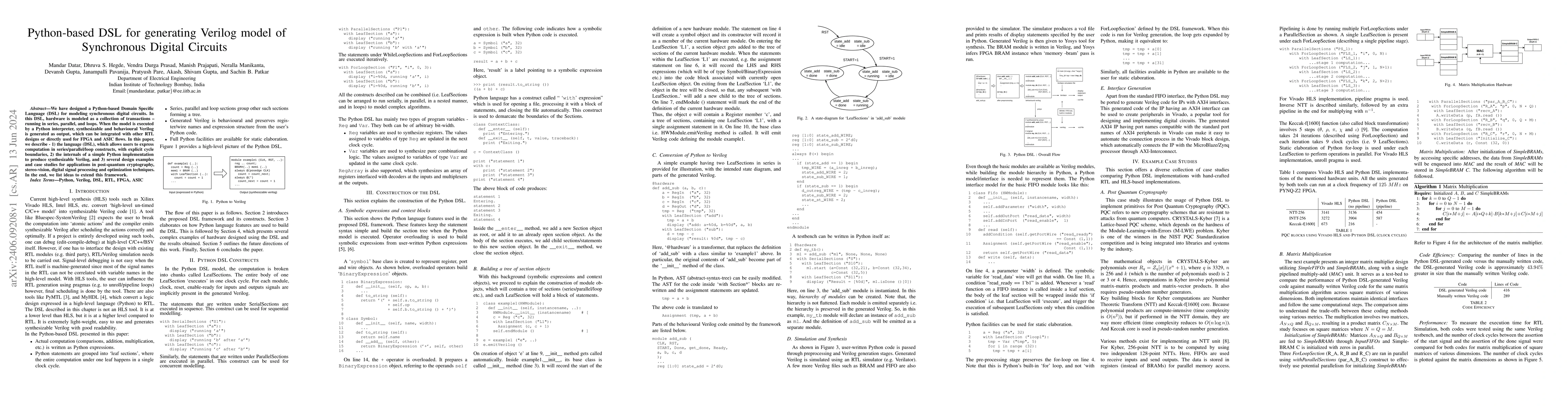 Thumbnail for Python-based DSL for generating Verilog model of Synchronous Digital
  Circuits