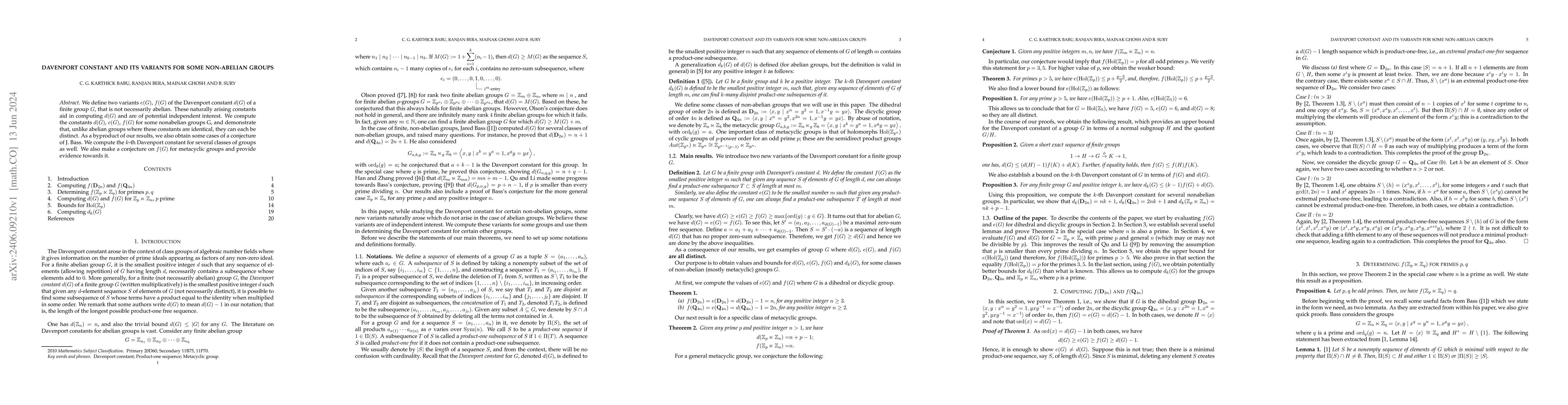 Thumbnail for Davenport constant and its variants for some non-abelian groups