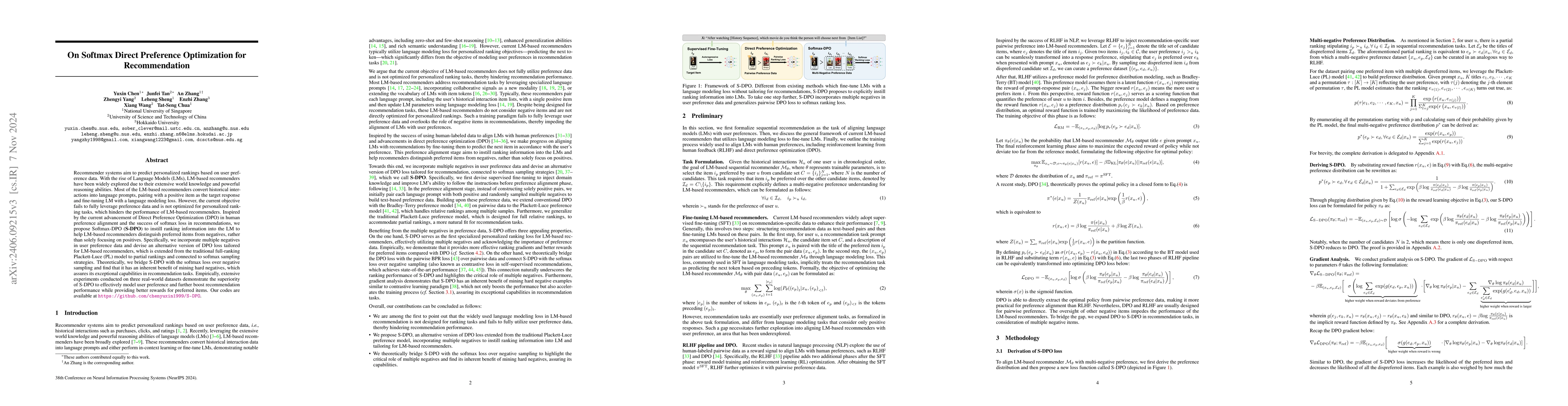Thumbnail for On Softmax Direct Preference Optimization for Recommendation