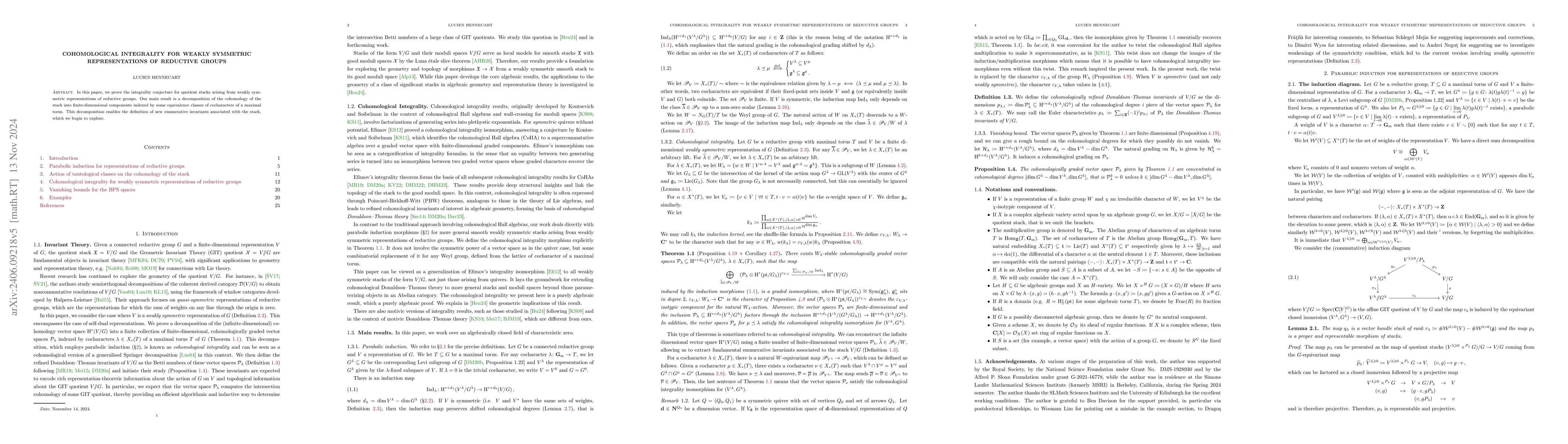 Thumbnail for Cohomological integrality for symmetric representations of reductive
  groups