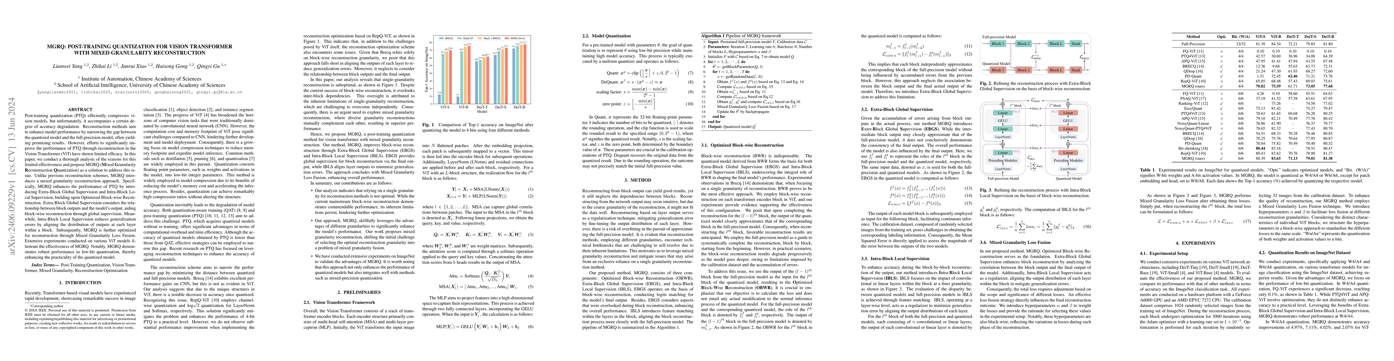 Thumbnail for MGRQ: Post-Training Quantization For Vision Transformer With Mixed
  Granularity Reconstruction