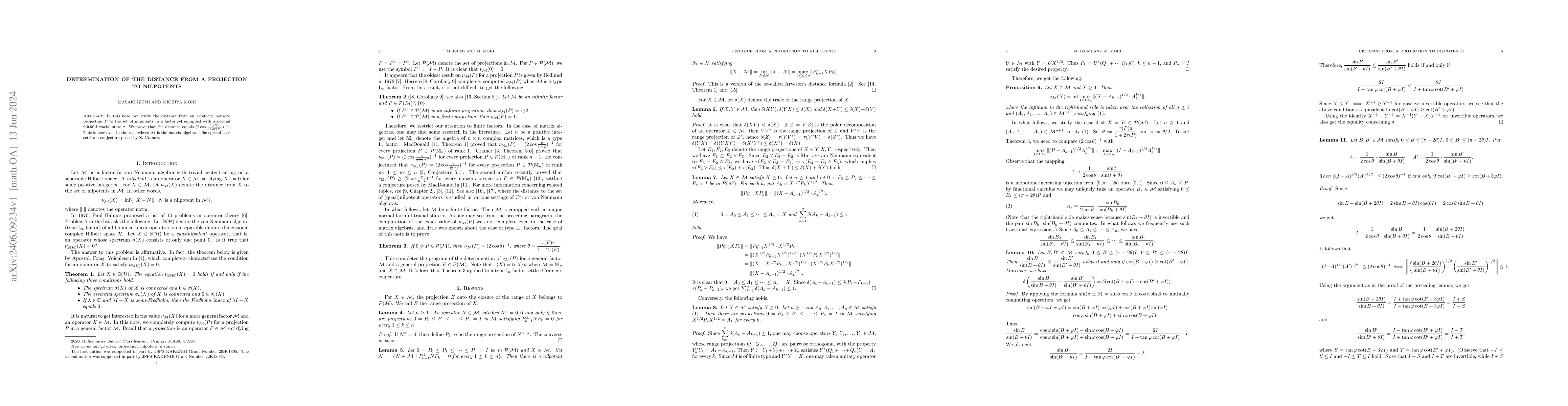 Thumbnail for Determination of the distance from a projection to nilpotents
