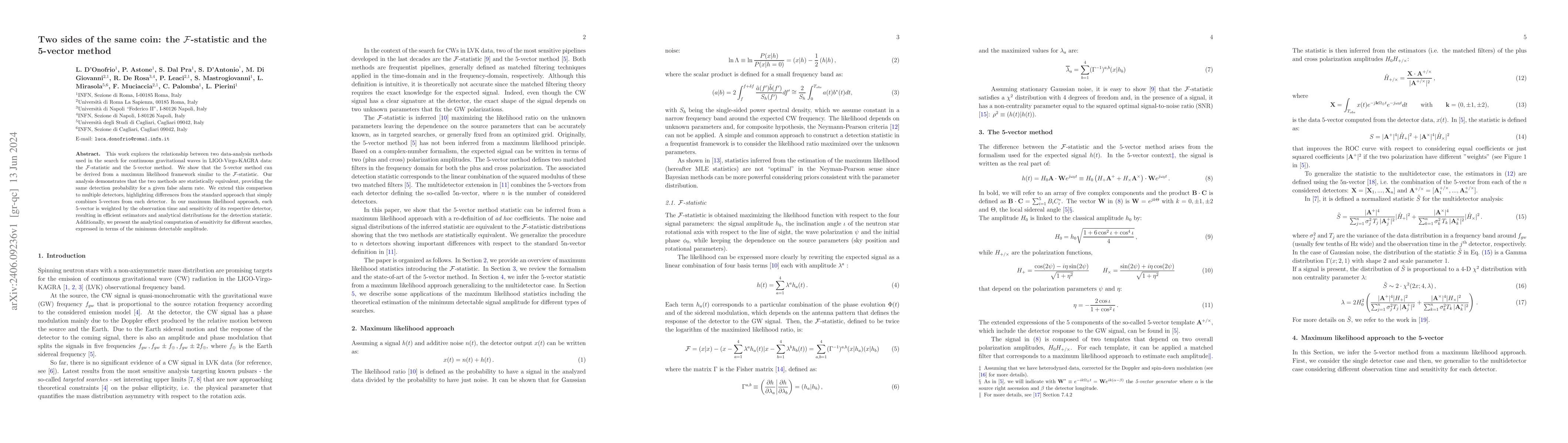 Thumbnail for Two sides of the same coin: the F-statistic and the 5-vector method