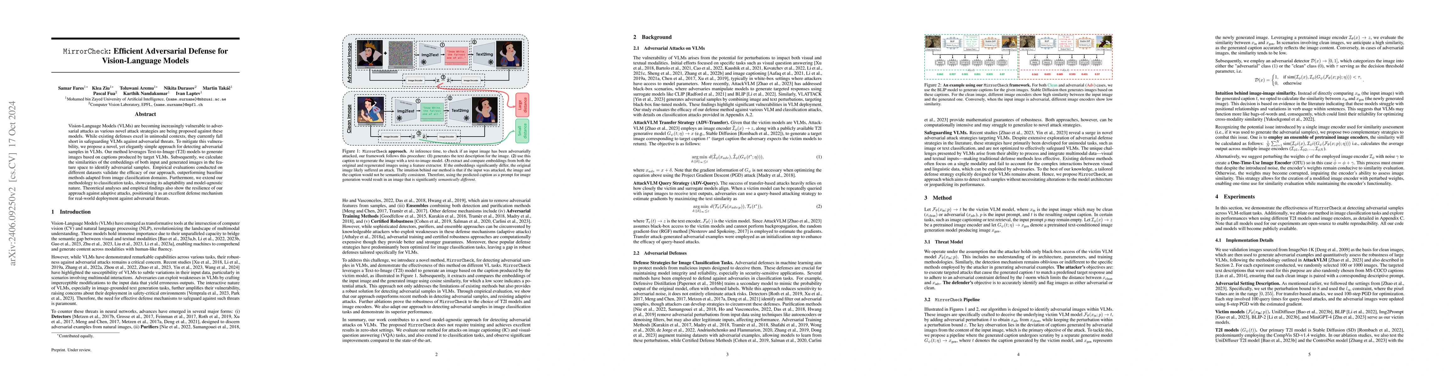 Thumbnail for MirrorCheck: Efficient Adversarial Defense for Vision-Language Models