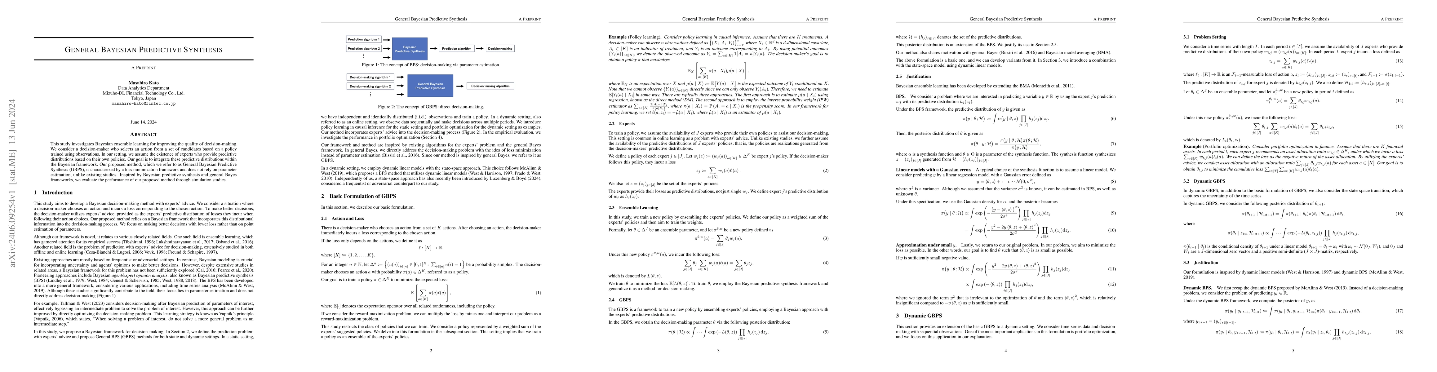 Thumbnail for General Bayesian Predictive Synthesis