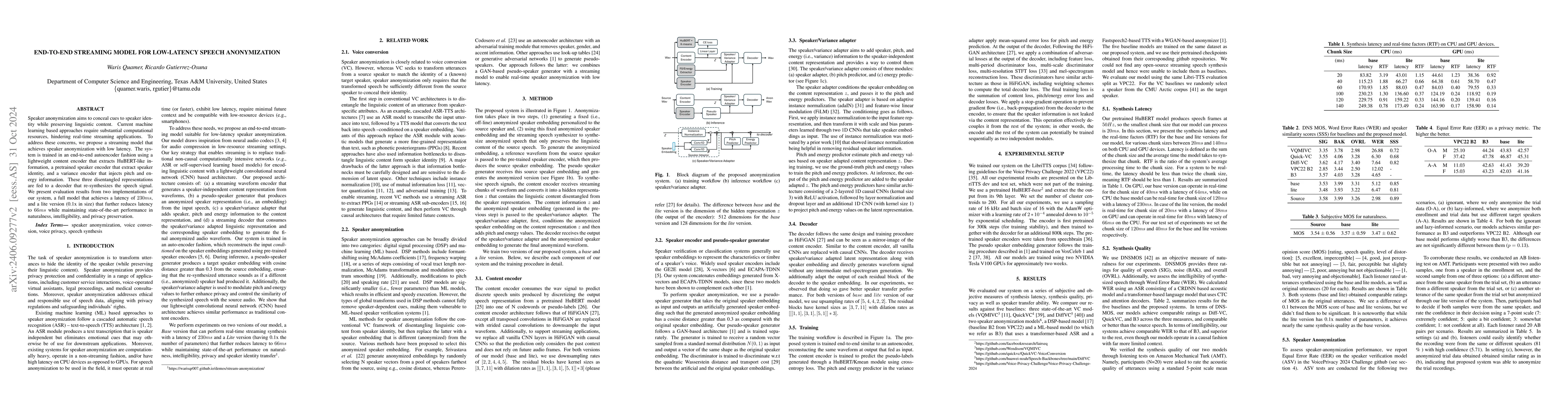 Thumbnail for End-to-end Streaming model for Low-Latency Speech Anonymization