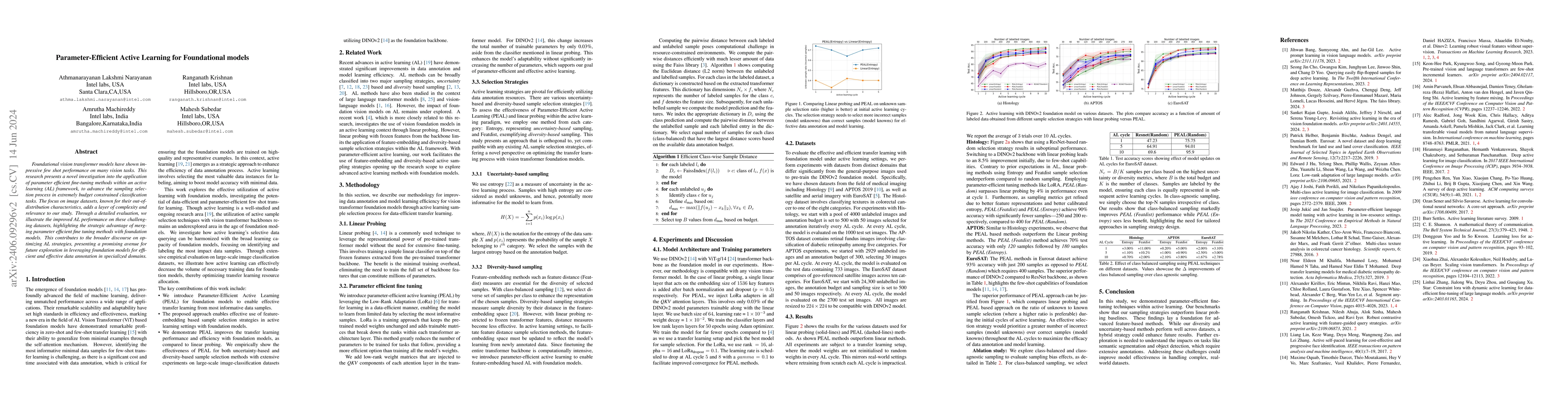 Thumbnail for Parameter-Efficient Active Learning for Foundational models