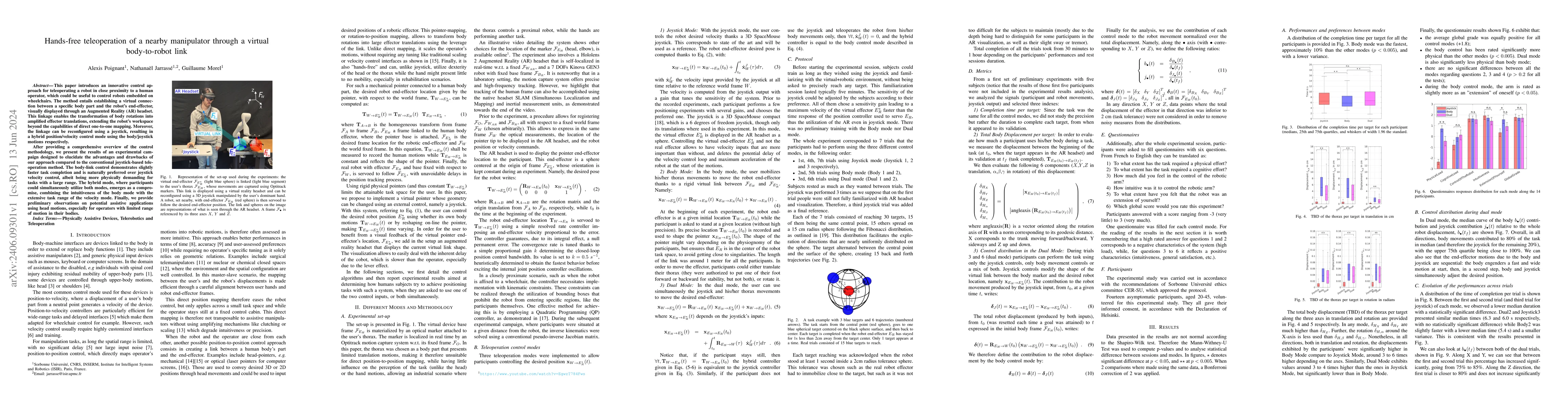 Thumbnail for Hands-free teleoperation of a nearby manipulator through a virtual
  body-to-robot link