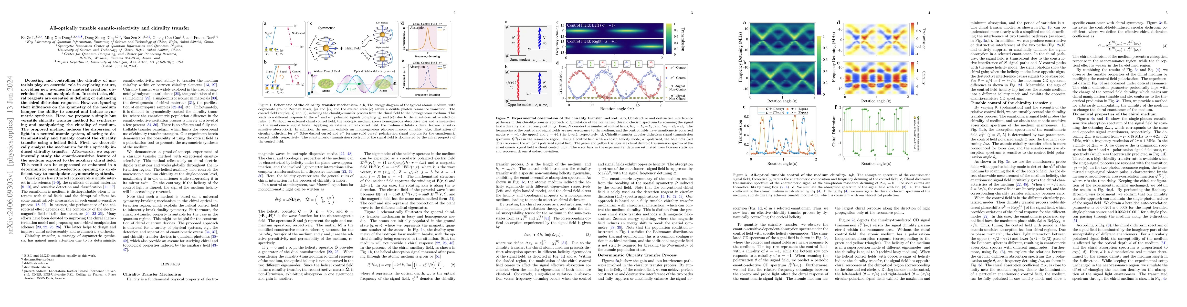 Thumbnail for All-optically tunable enantio-selectivity and chirality transfer