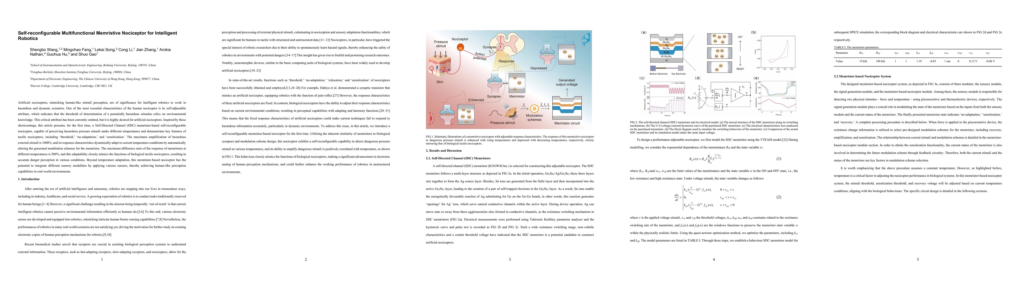 Thumbnail for Self-reconfigurable Multifunctional Memristive Nociceptor for
  Intelligent Robotics