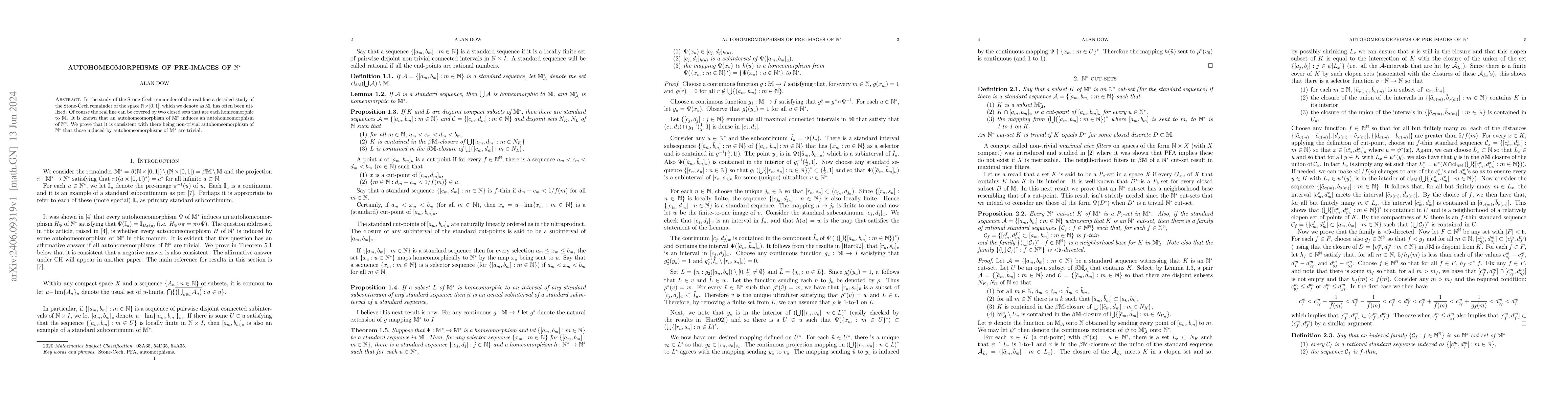 Thumbnail for Autohomeomorphisms of pre-images of $\mathbb N^*$