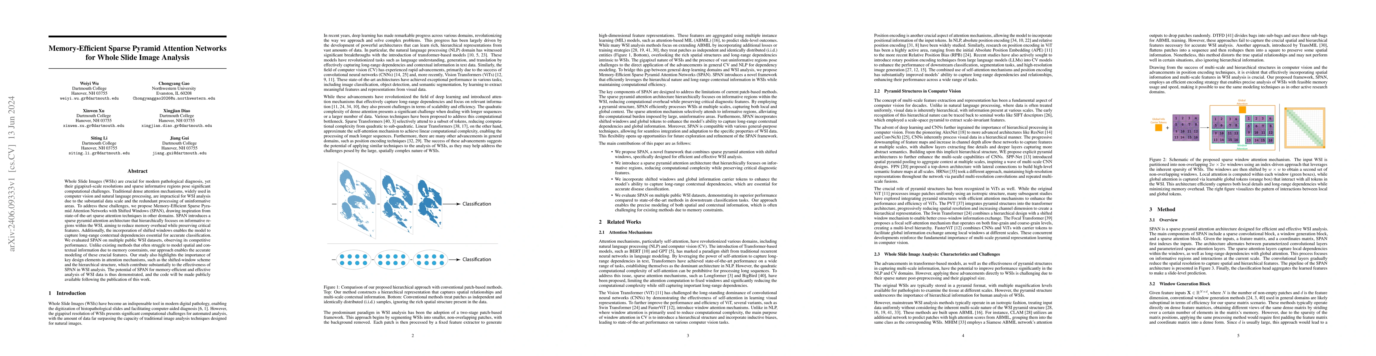Thumbnail for Memory-Efficient Sparse Pyramid Attention Networks for Whole Slide Image
  Analysis