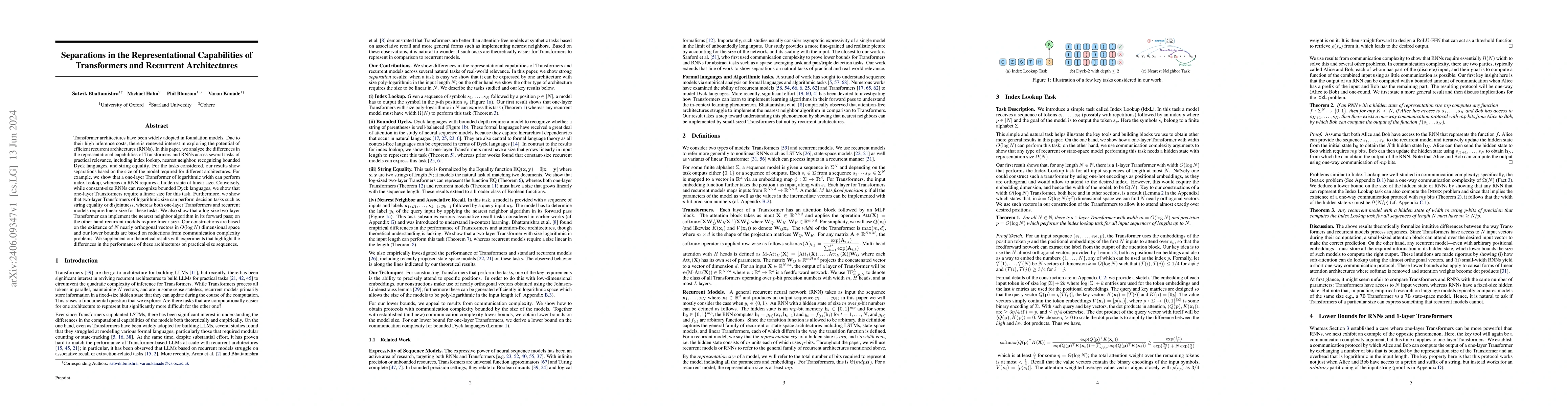 Thumbnail for Separations in the Representational Capabilities of Transformers and
  Recurrent Architectures