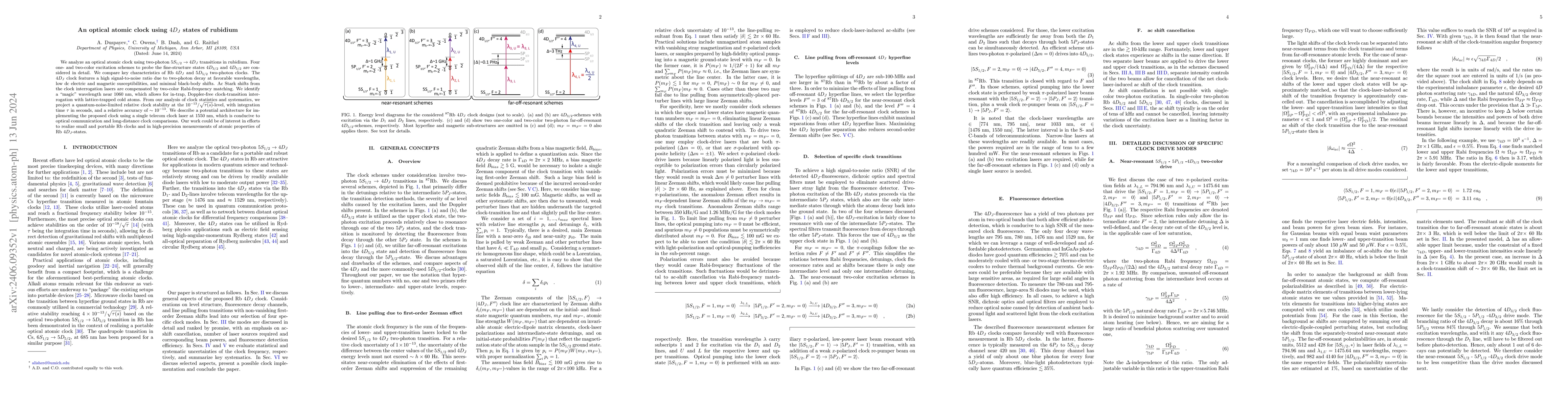 Thumbnail for An optical atomic clock using $4D_J$ states of rubidium