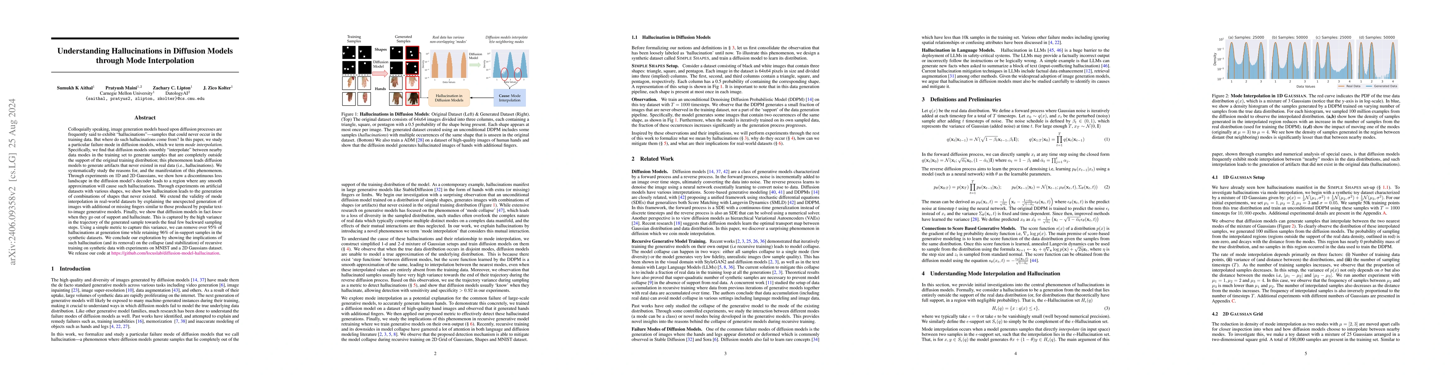 Thumbnail for Understanding Hallucinations in Diffusion Models through Mode
  Interpolation