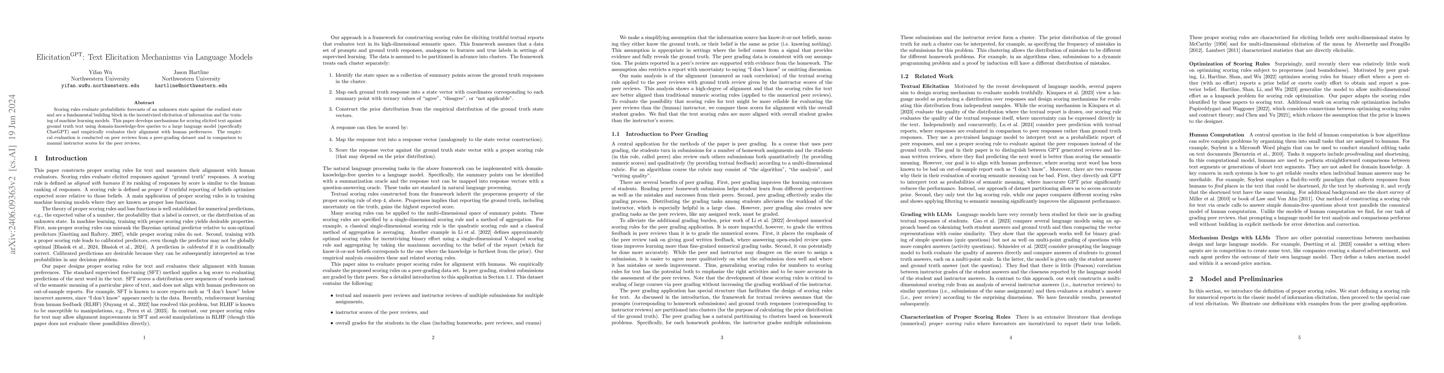 Thumbnail for ElicitationGPT: Text Elicitation Mechanisms via Language Models