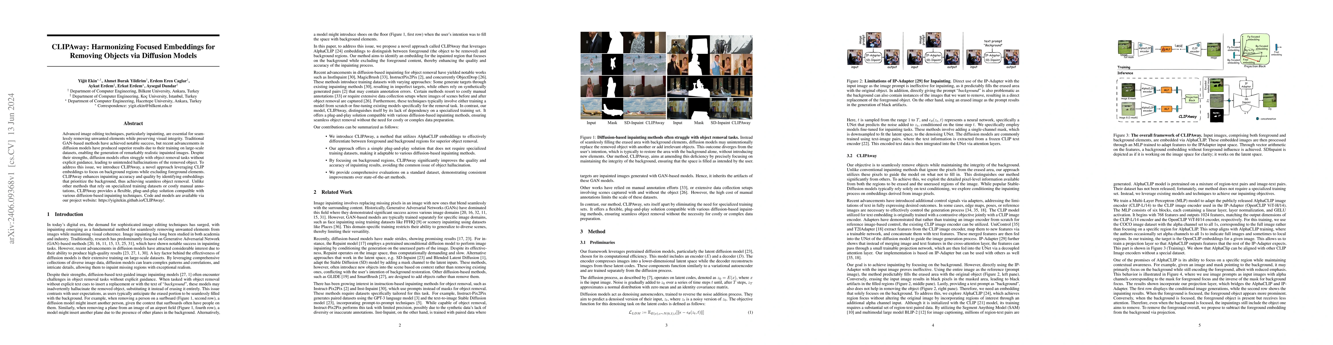Thumbnail for CLIPAway: Harmonizing Focused Embeddings for Removing Objects via
  Diffusion Models