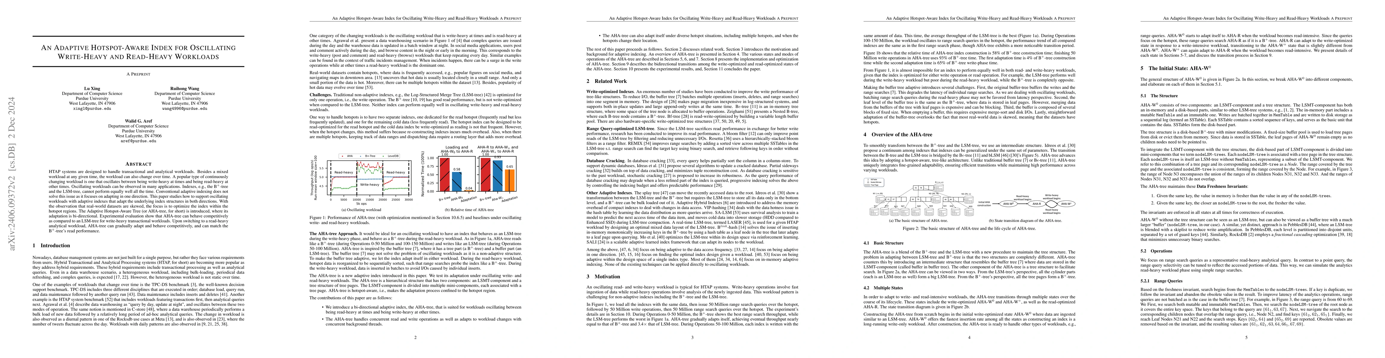 Thumbnail for Investigation of Adaptive Hotspot-Aware Indexes for Oscillating
  Write-Heavy and Read-Heavy Workloads -- An Experimental Study