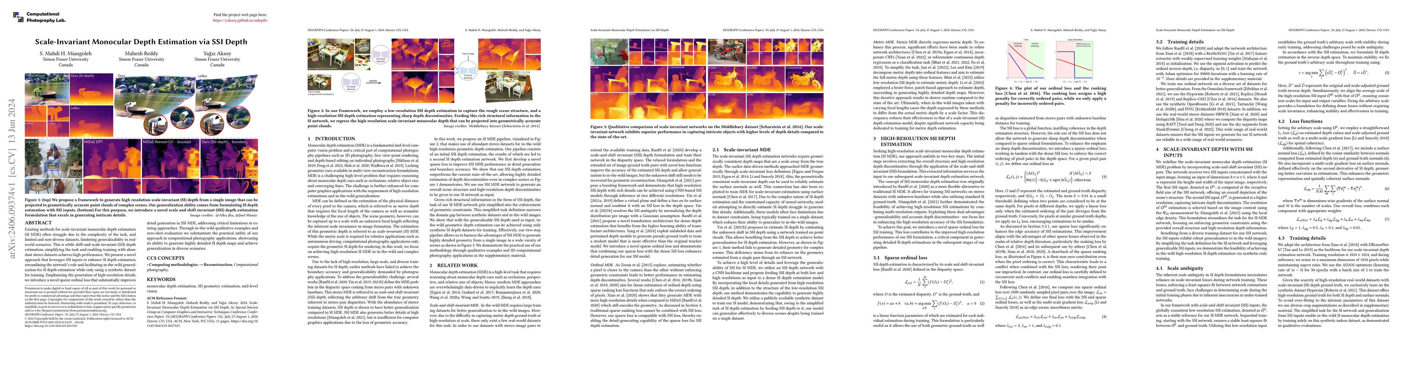 Thumbnail for Scale-Invariant Monocular Depth Estimation via SSI Depth