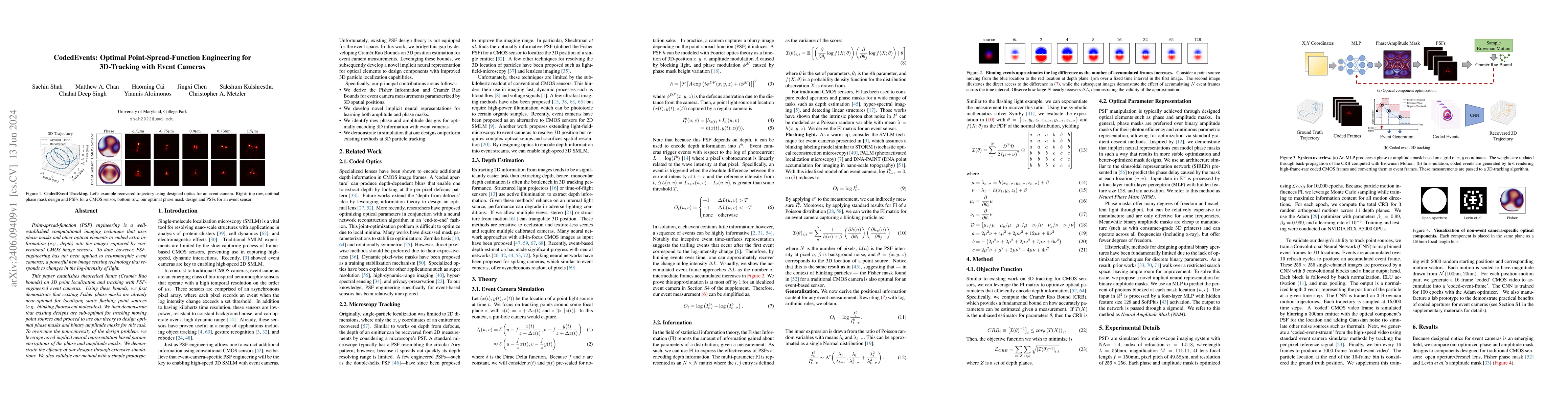 Thumbnail for CodedEvents: Optimal Point-Spread-Function Engineering for 3D-Tracking
  with Event Cameras