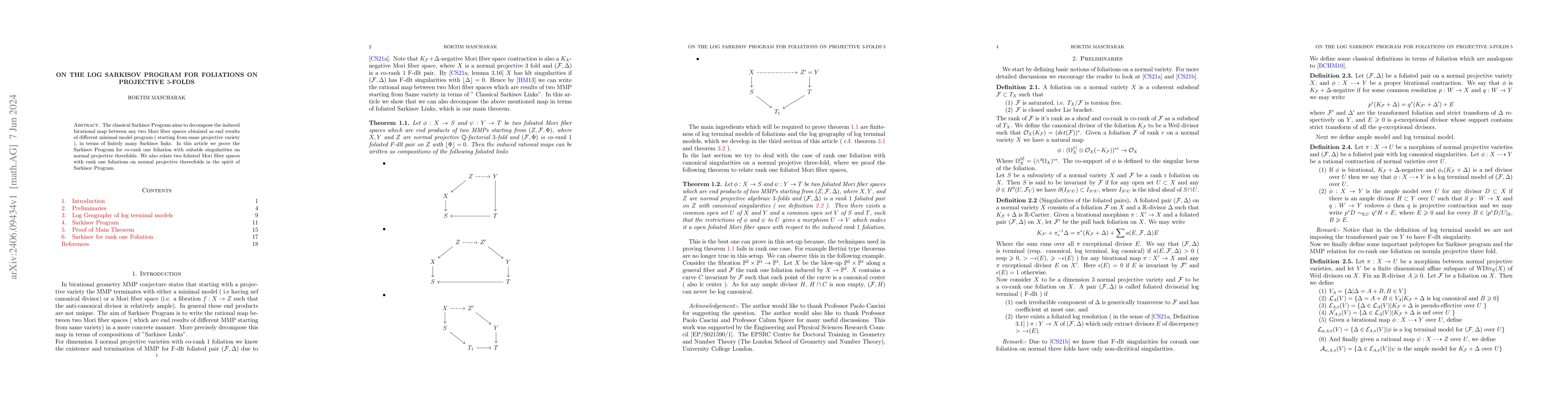Thumbnail for On The Log Sarkisov Program For Foliations On Projective 3-Folds