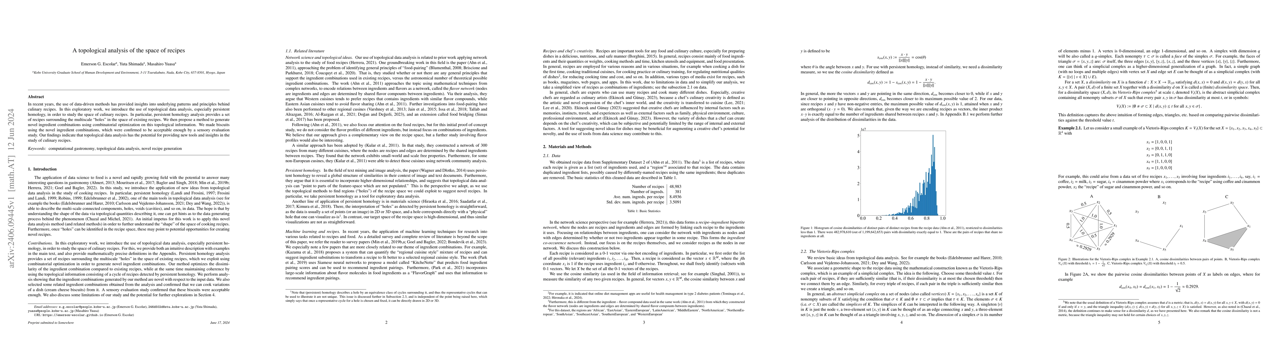 Thumbnail for A topological analysis of the space of recipes