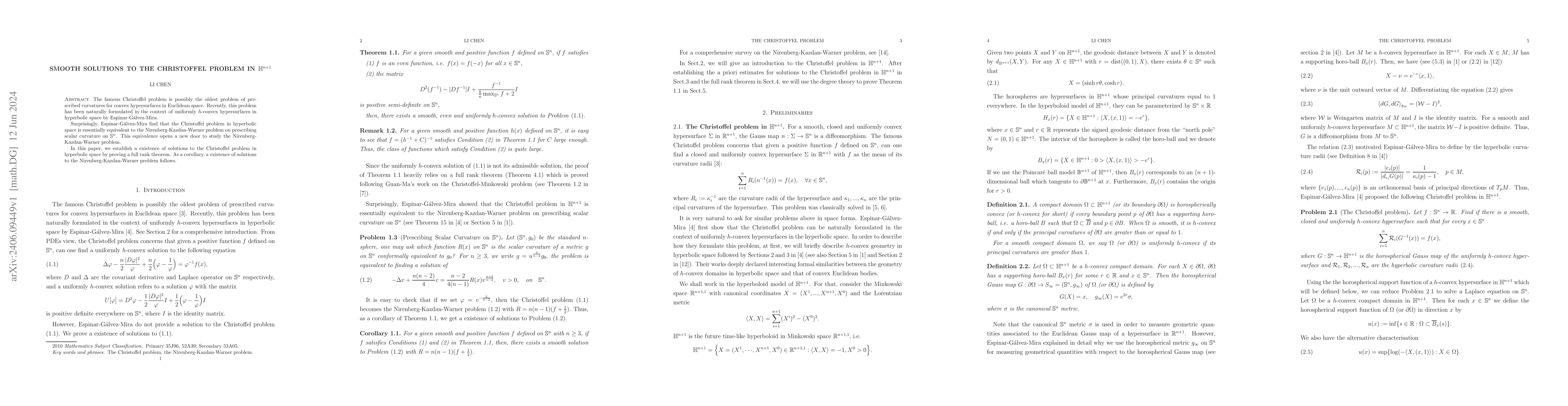Thumbnail for Smooth solutions to the Christoffel problem in $\mathbb{H}^{n+1}$