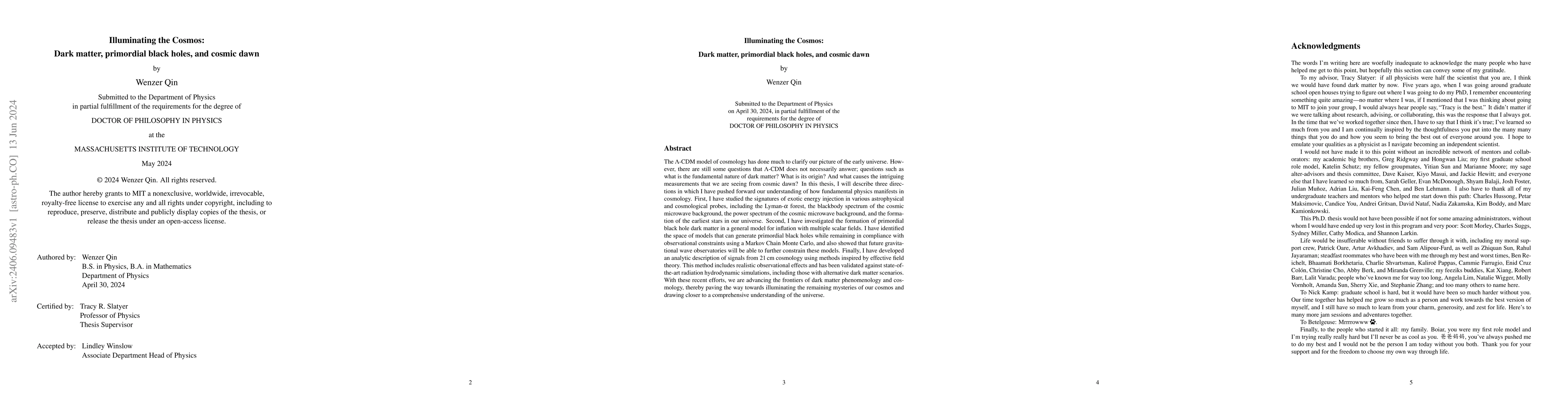 Thumbnail for Illuminating the Cosmos: Dark matter, primordial black holes, and cosmic
  dawn