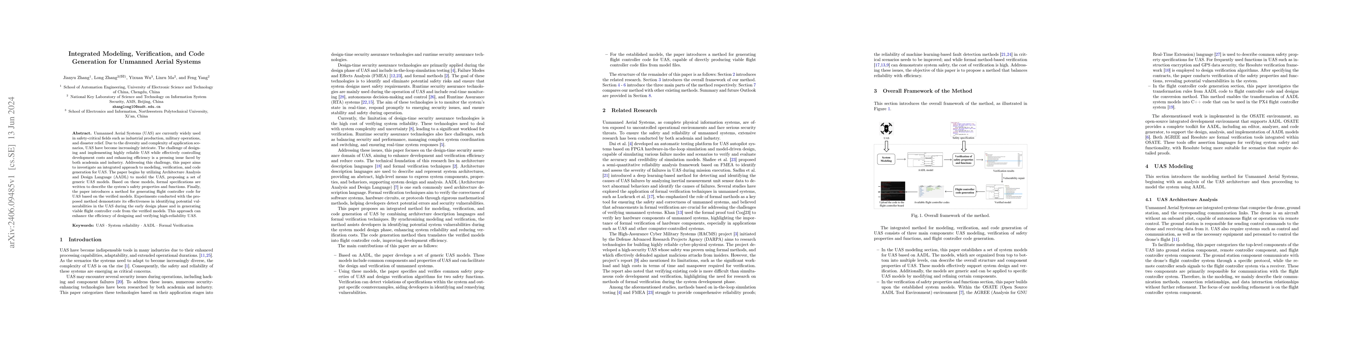 Thumbnail for Integrated Modeling, Verification, and Code Generation for Unmanned
  Aerial Systems