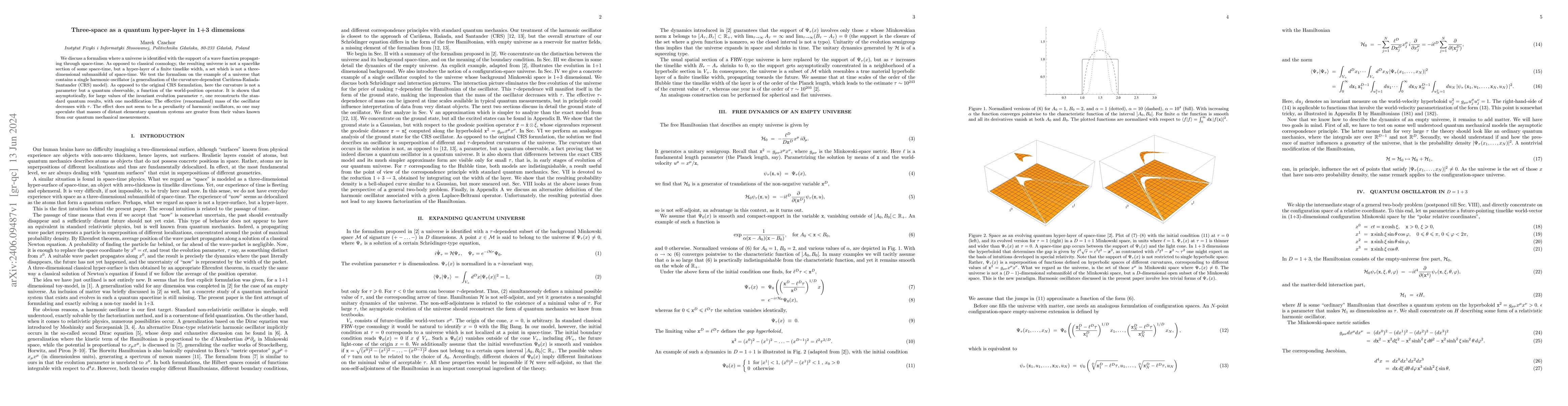 Thumbnail for Three-space as a quantum hyper-layer in 1+3 dimensions