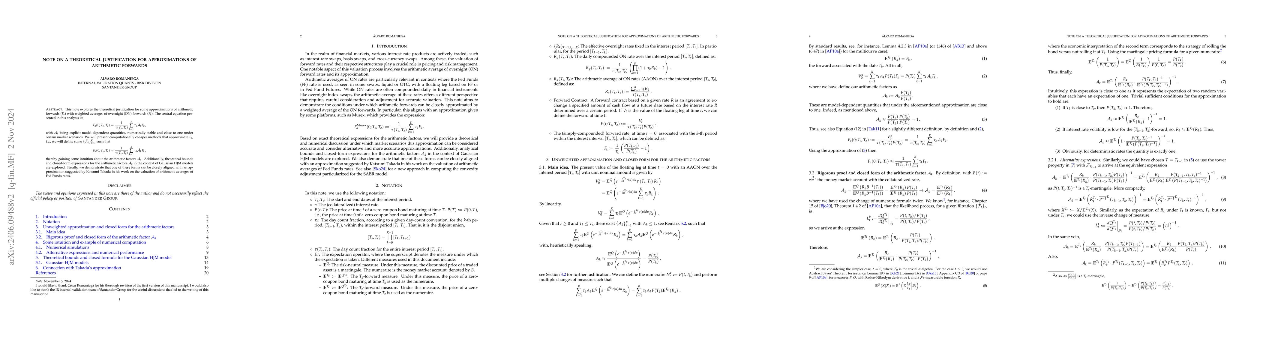 Thumbnail for Note on a Theoretical Justification for Approximations of Arithmetic
  Forwards