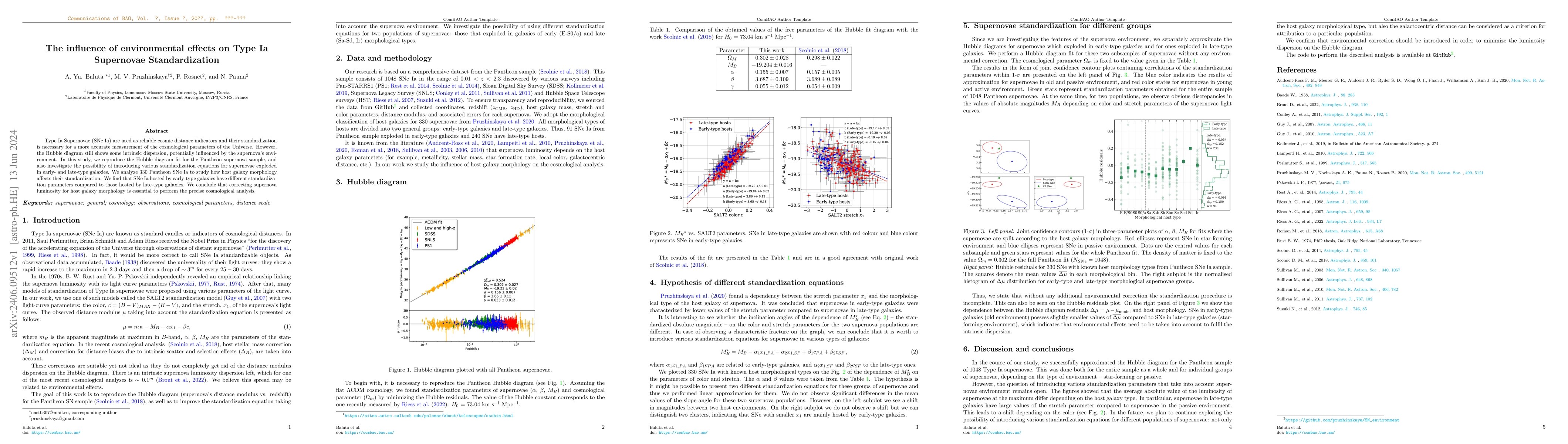 Thumbnail for The influence of environmental effects on Type Ia Supernovae
  Standardization