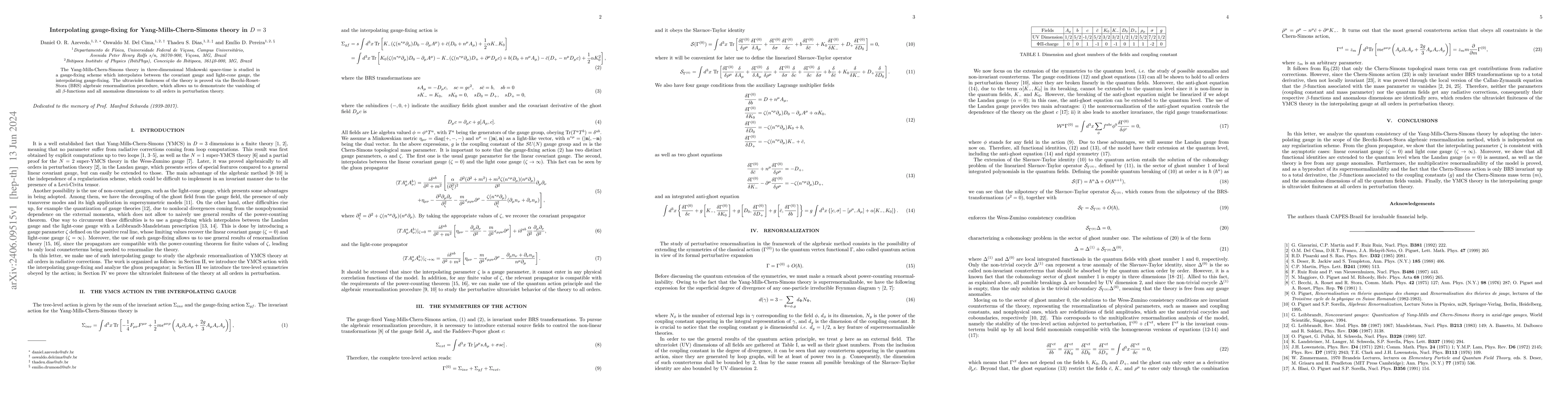 Thumbnail for Interpolating gauge-fixing for Yang-Mills-Chern-Simons theory in D=3