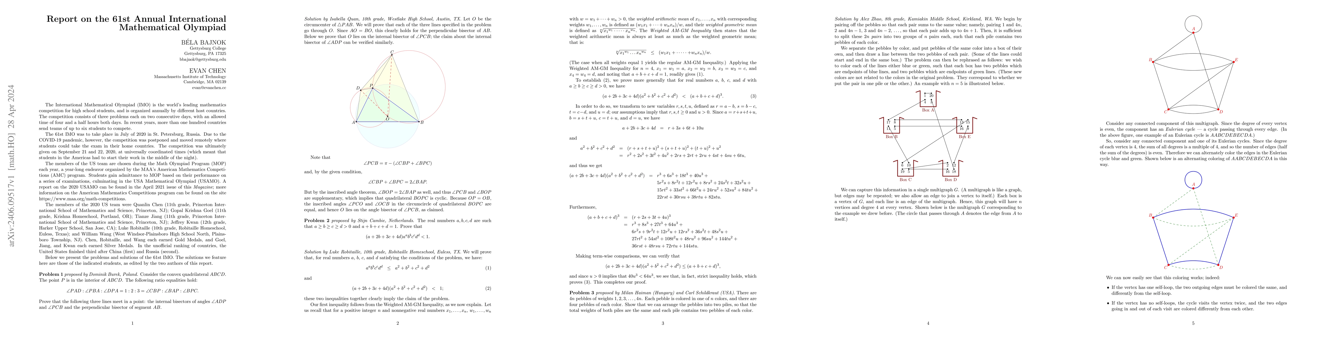 Thumbnail for Report on the 61st Annual International Mathematical Olympiad