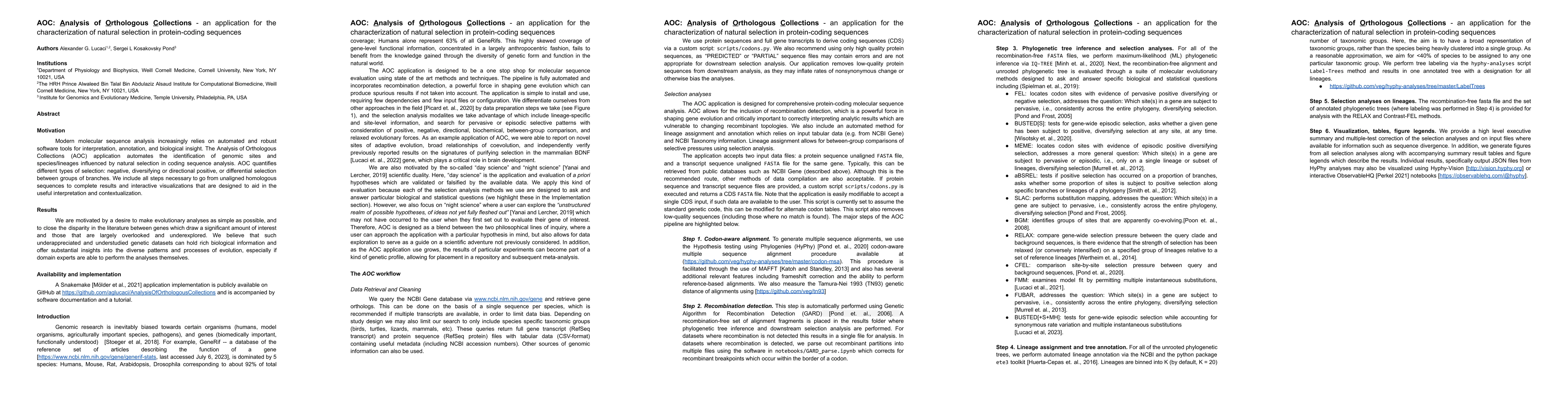 Thumbnail for AOC: Analysis of Orthologous Collections -- an application for the
  characterization of natural selection in protein-coding sequences