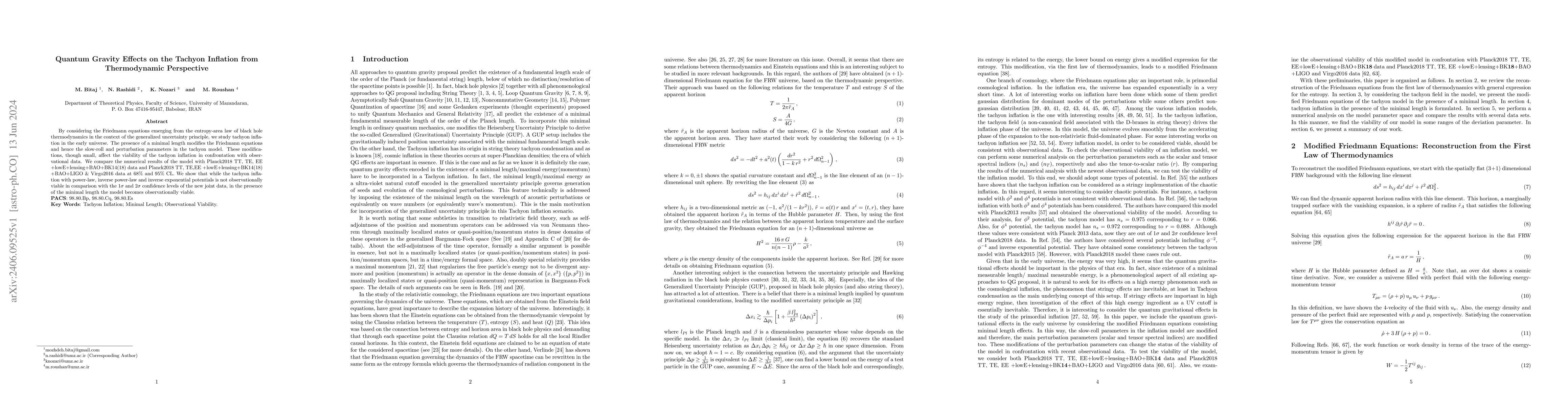 Thumbnail for Quantum Gravity Effects on the Tachyon Inflation from Thermodynamic
  Perspective