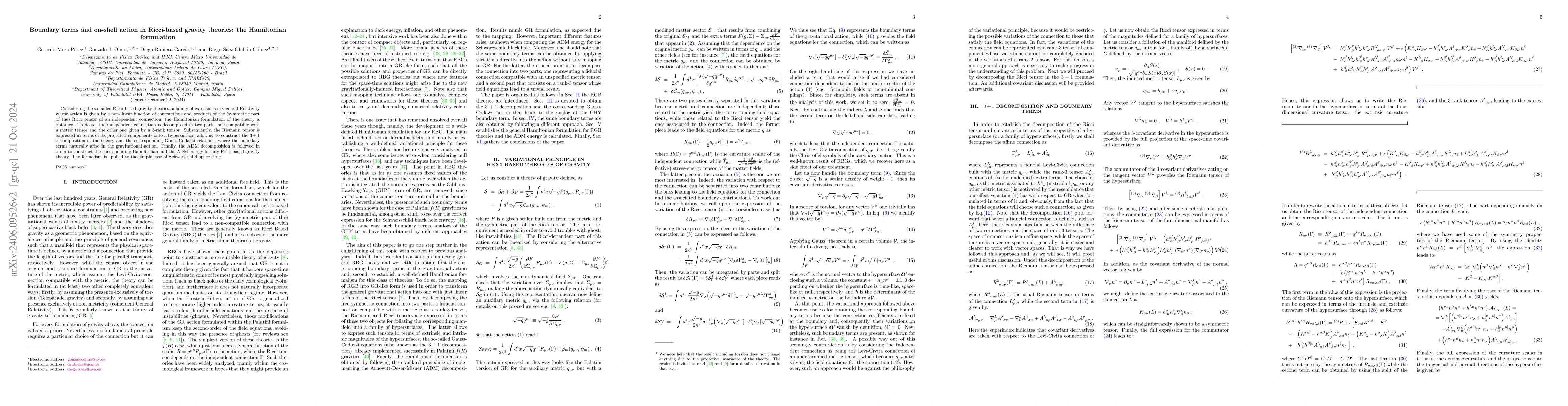 Thumbnail for Boundary terms and on-shell action in Ricci-based gravity theories: the
  Hamiltonian formulation