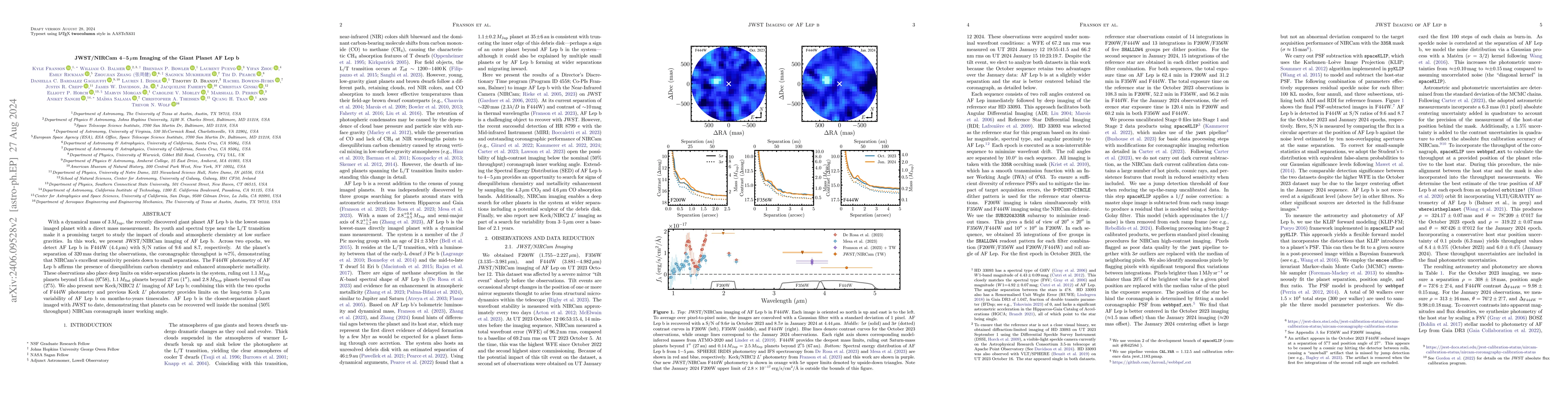 Thumbnail for JWST/NIRCam 4-5 $\mu$m Imaging of the Giant Planet AF Lep b