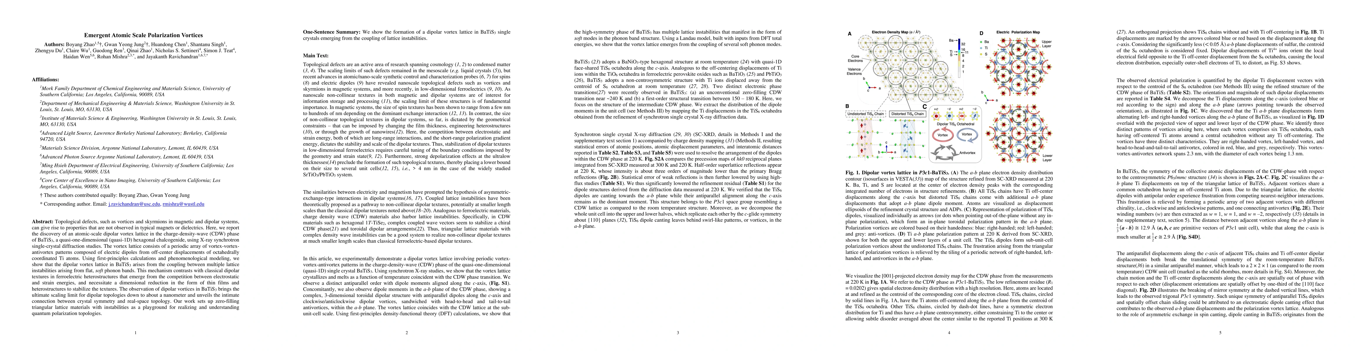 Thumbnail for Emergent Atomic Scale Polarization Vortices