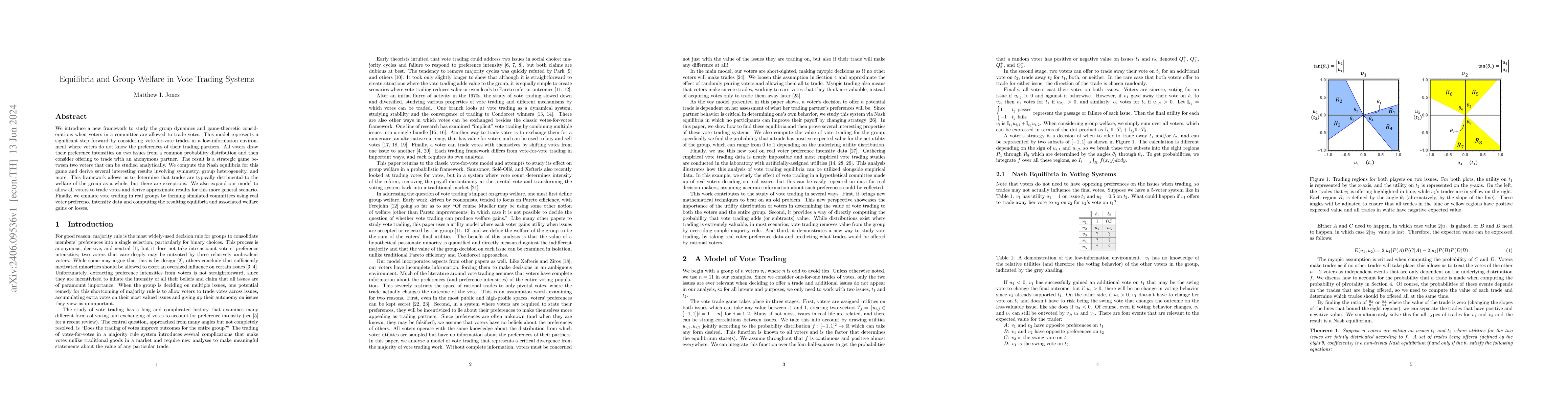 Thumbnail for Equilibria and Group Welfare in Vote Trading Systems